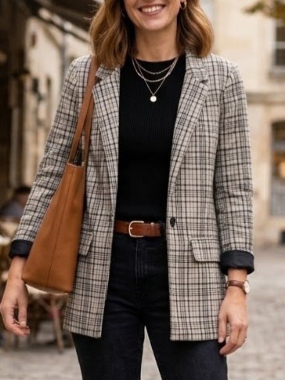 Liverpool.. Classic Plaid Blazer Jacket - Gray Plaid